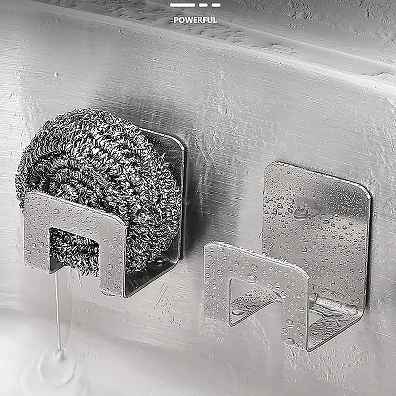 Self Adhesive Sink Sponges Racks Kitchen Stainless Steel Drain Drying Storage Holder