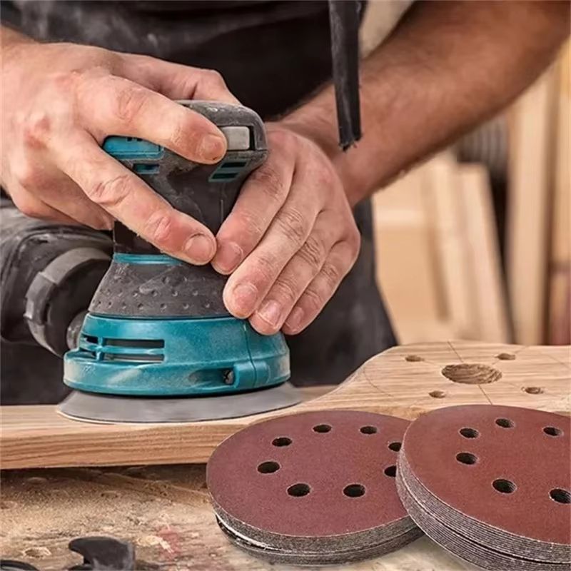 Premium 125mm 8-Hole Sanding Discs for Wood and Metal - Multi-Grit Abrasive Polishing Pads