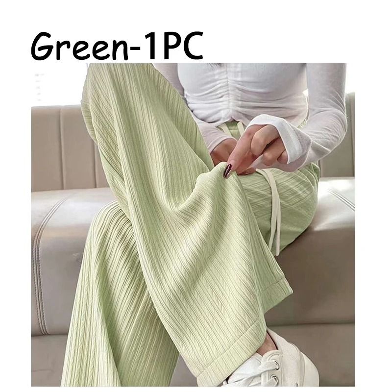 Summer Bubble Milk Puff Cloud High Waist Wide Leg Pants Women
