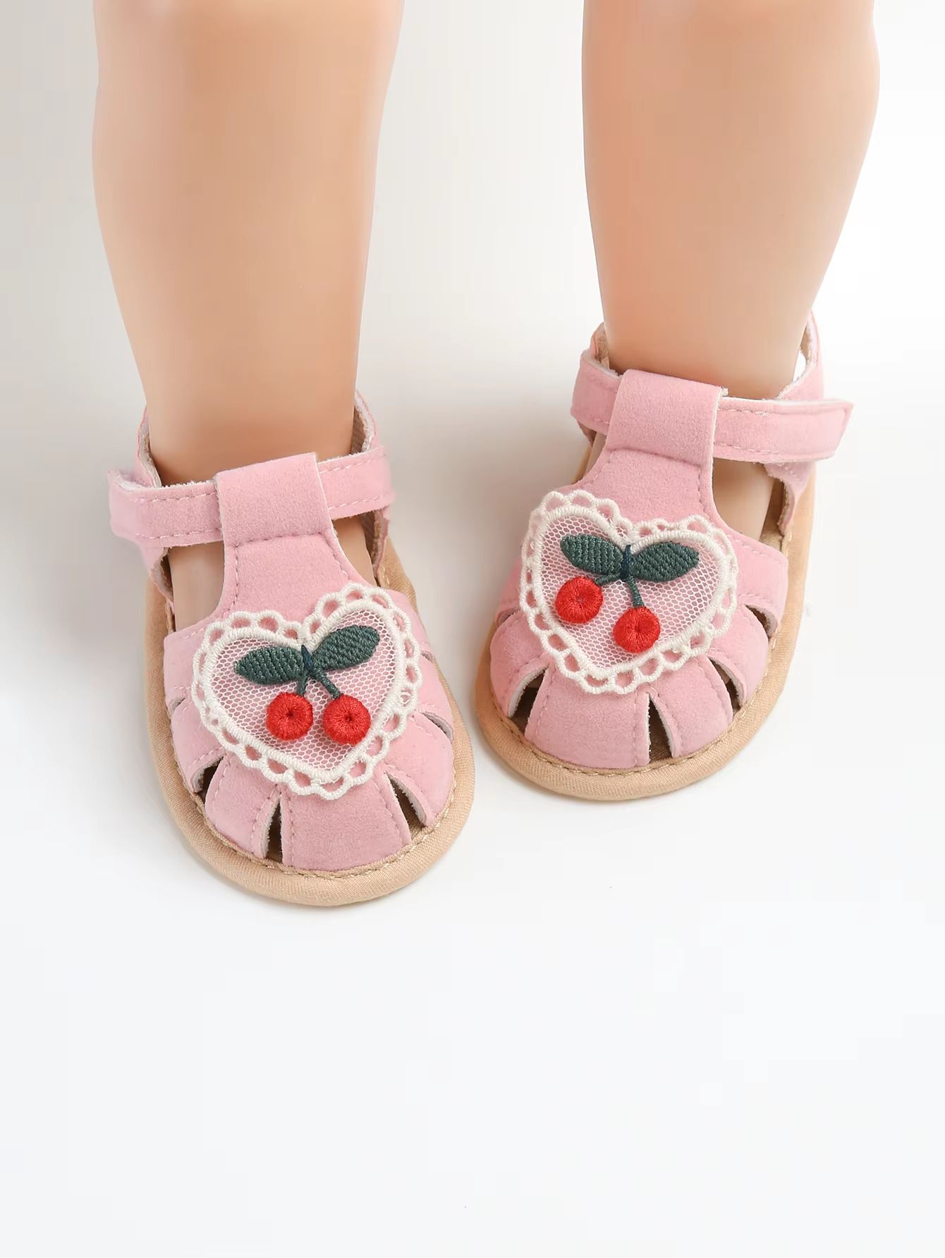 Cherry Print Baby Girl Summer Sandals Soft Cloth Sole First Walker Baby Shoes for Newborns and Infants