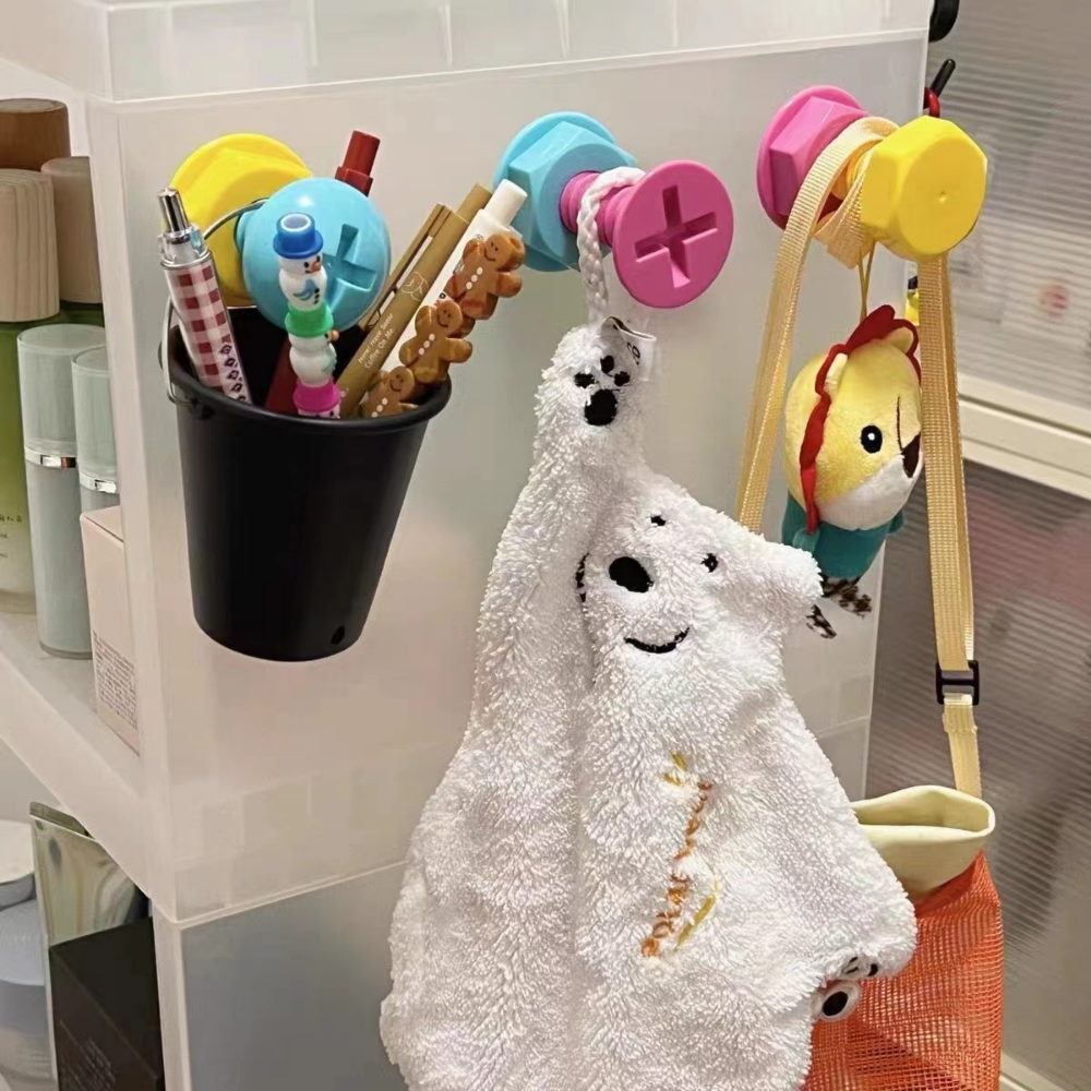 Creative Wall Hooks Screws Adhesive Hooks Behind Doors No Punching Clothes Hooks Strong Adhesive for Children's Cute.