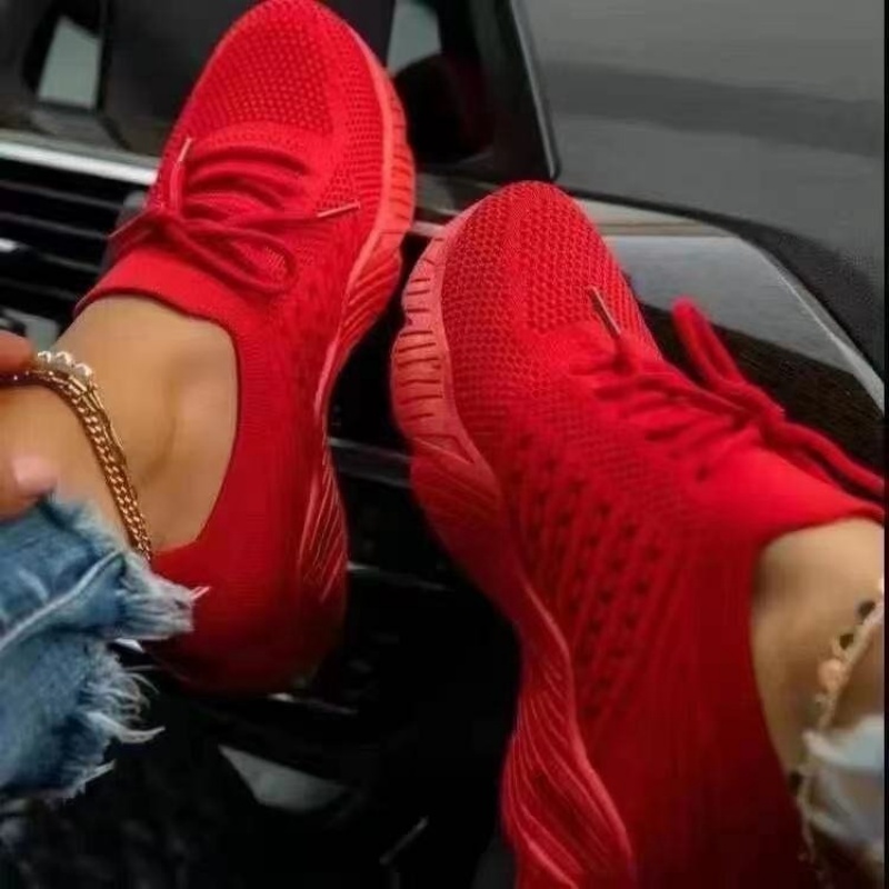 Breathable Women's Sneakers, Casual Socks Shoes, Lace Up Flats, Female Spring Vulcanized Running Shoes