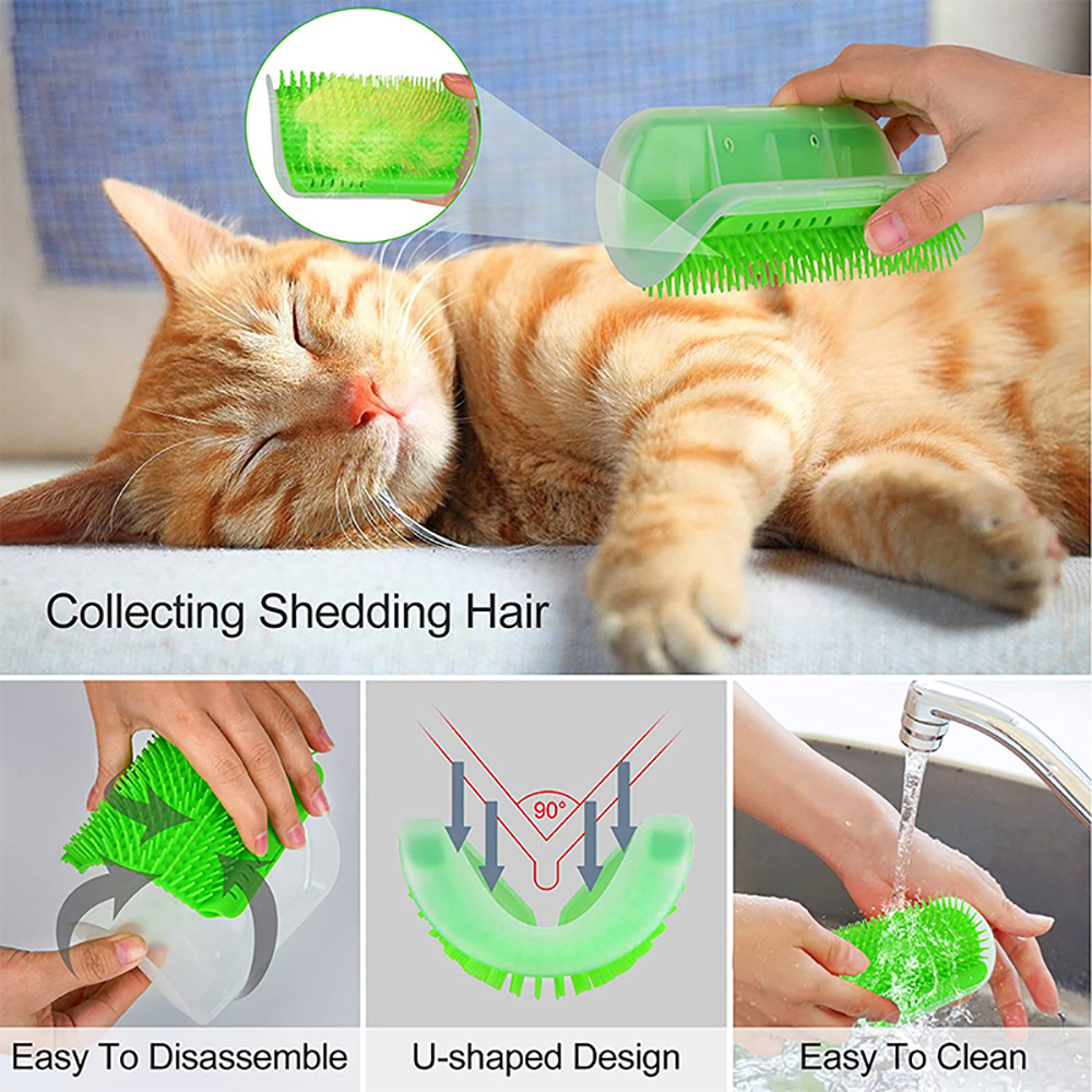 Self Grooming Cat Scratcher Brush Wall Mounted Cat Self Groomer Hair Remover Massager