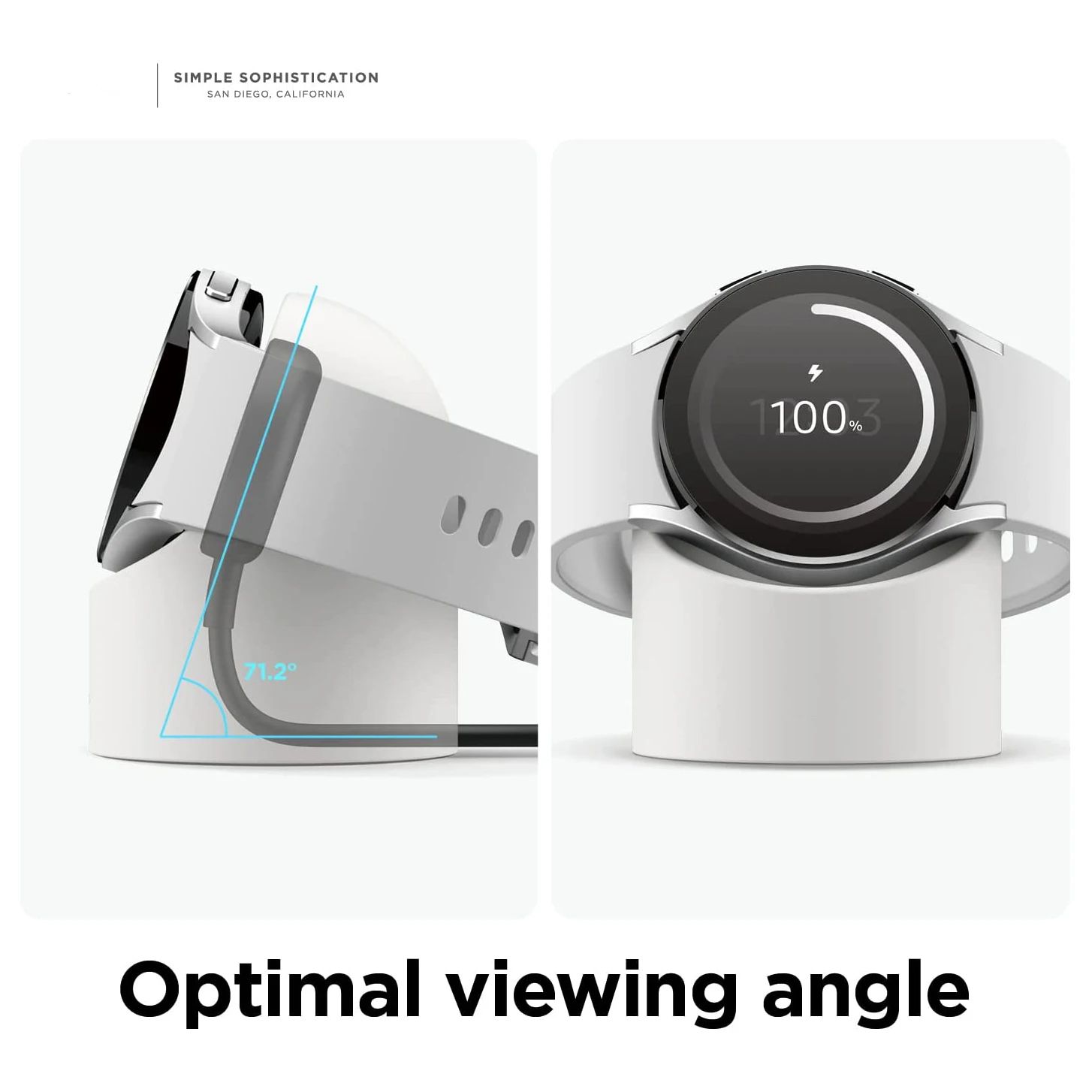 Samsung Galaxy Watch Charger Stand with Cable Management – Silicone Dock for 40/44/45mm (Watch 3/4/5/5 Pro)