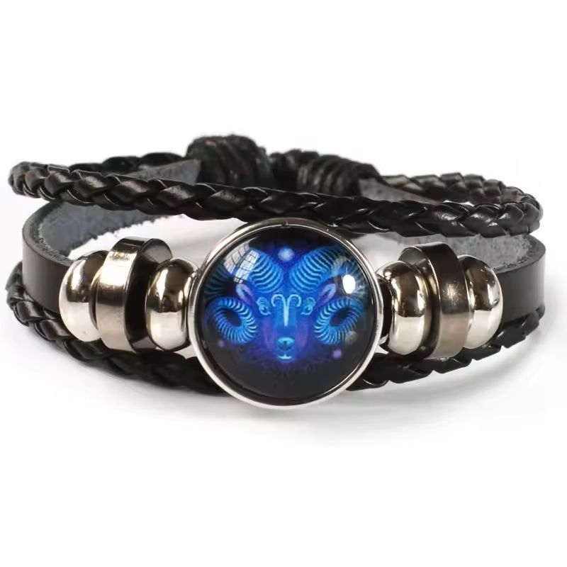 Zodiac Sign Glow Leather Bracelet Multilayer Gift
