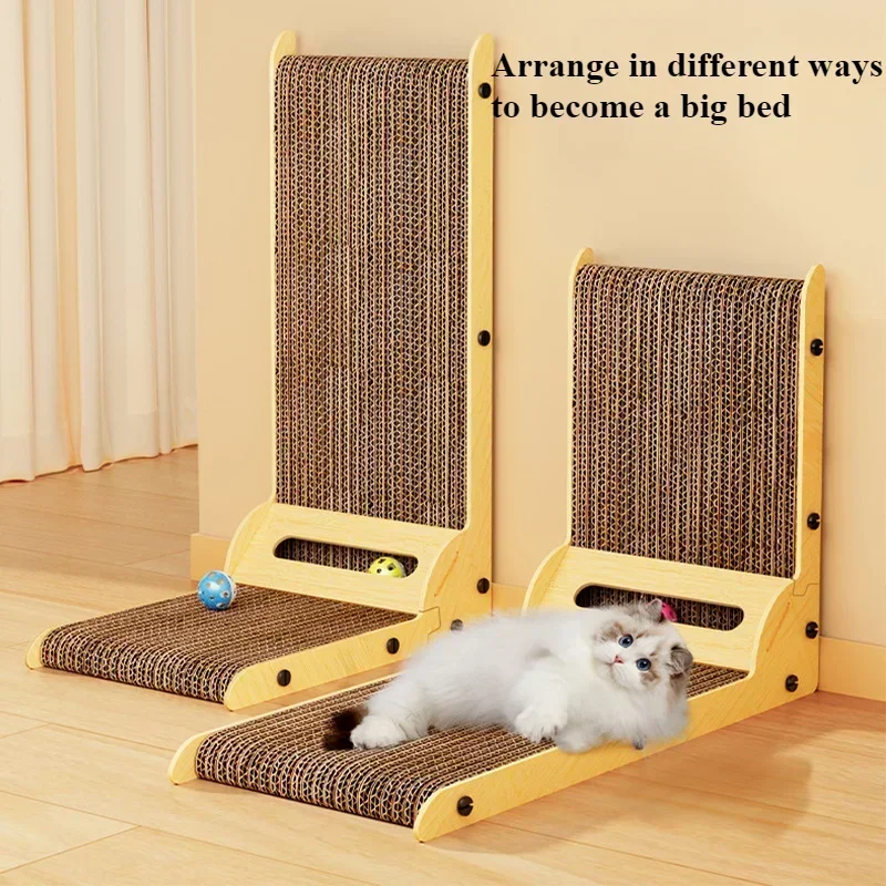 Cat Scratching Board L-shaped Detachable Wooden Wear Resistant Scratch Resistant Furniture Protector