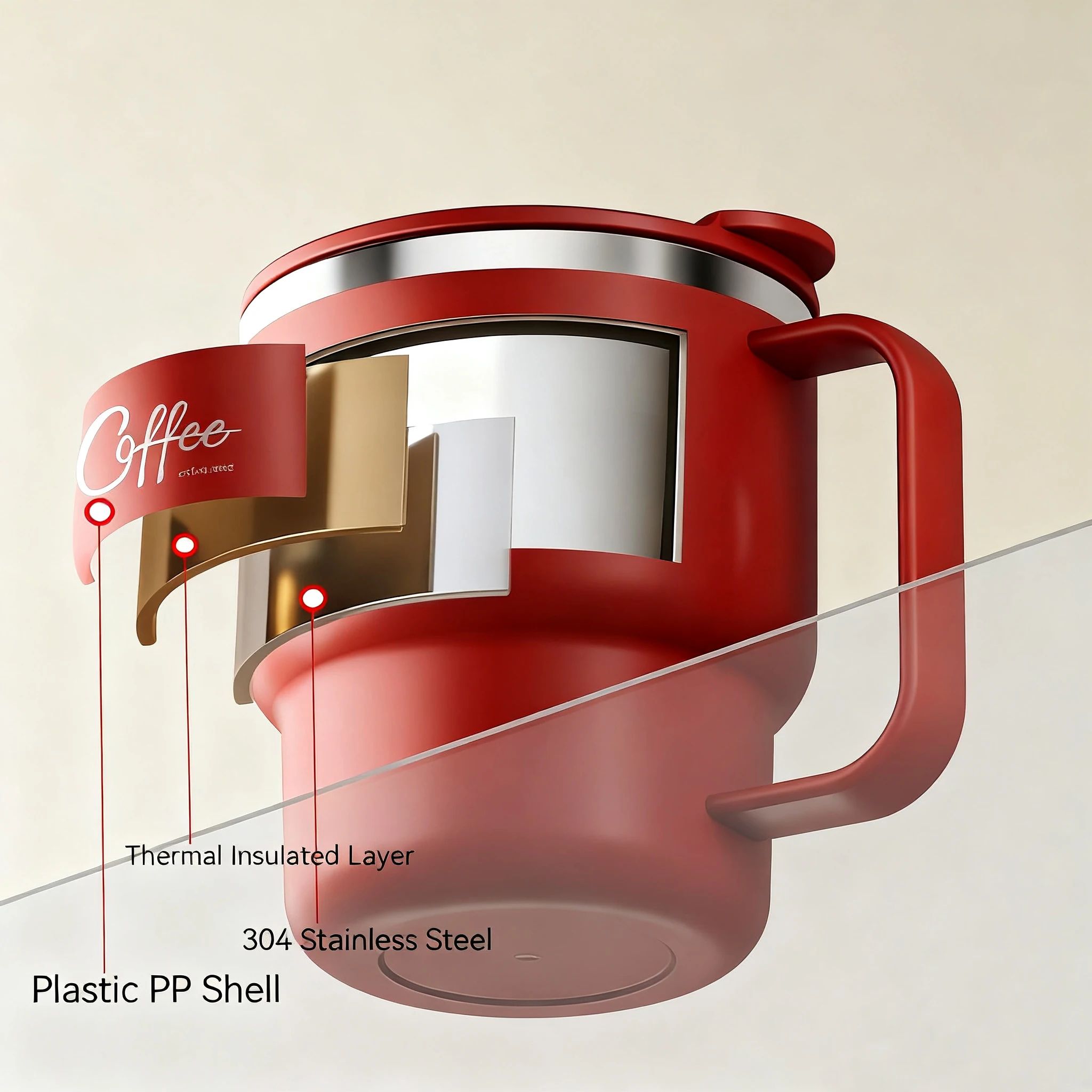 304 Stainless Steel Double Wall Insulated Coffee Mug – Leakproof Thermal Drink Cup 13.5 fl oz