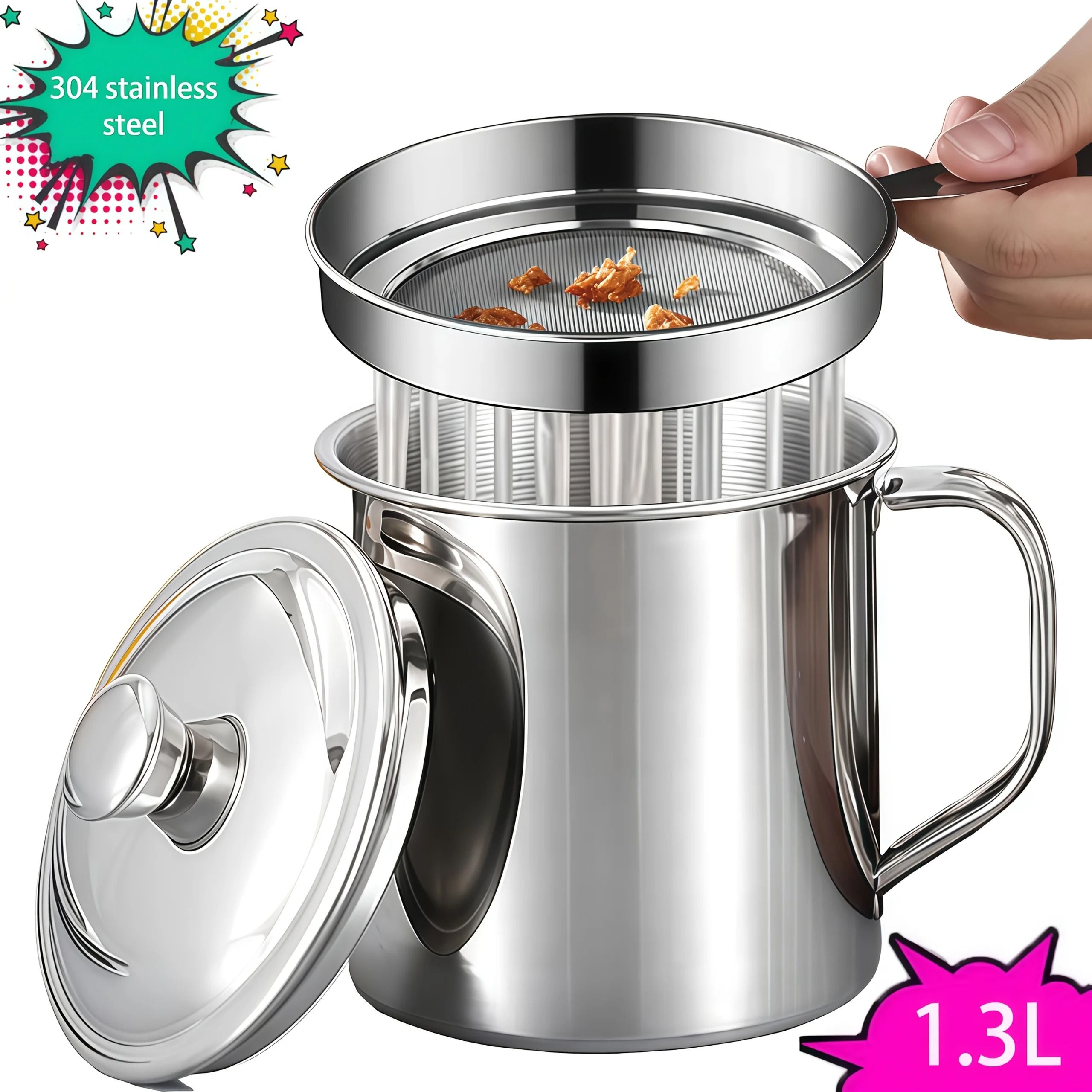 Oil Management Station – 1.3L Stainless Steel Grease Filter & Storage Container