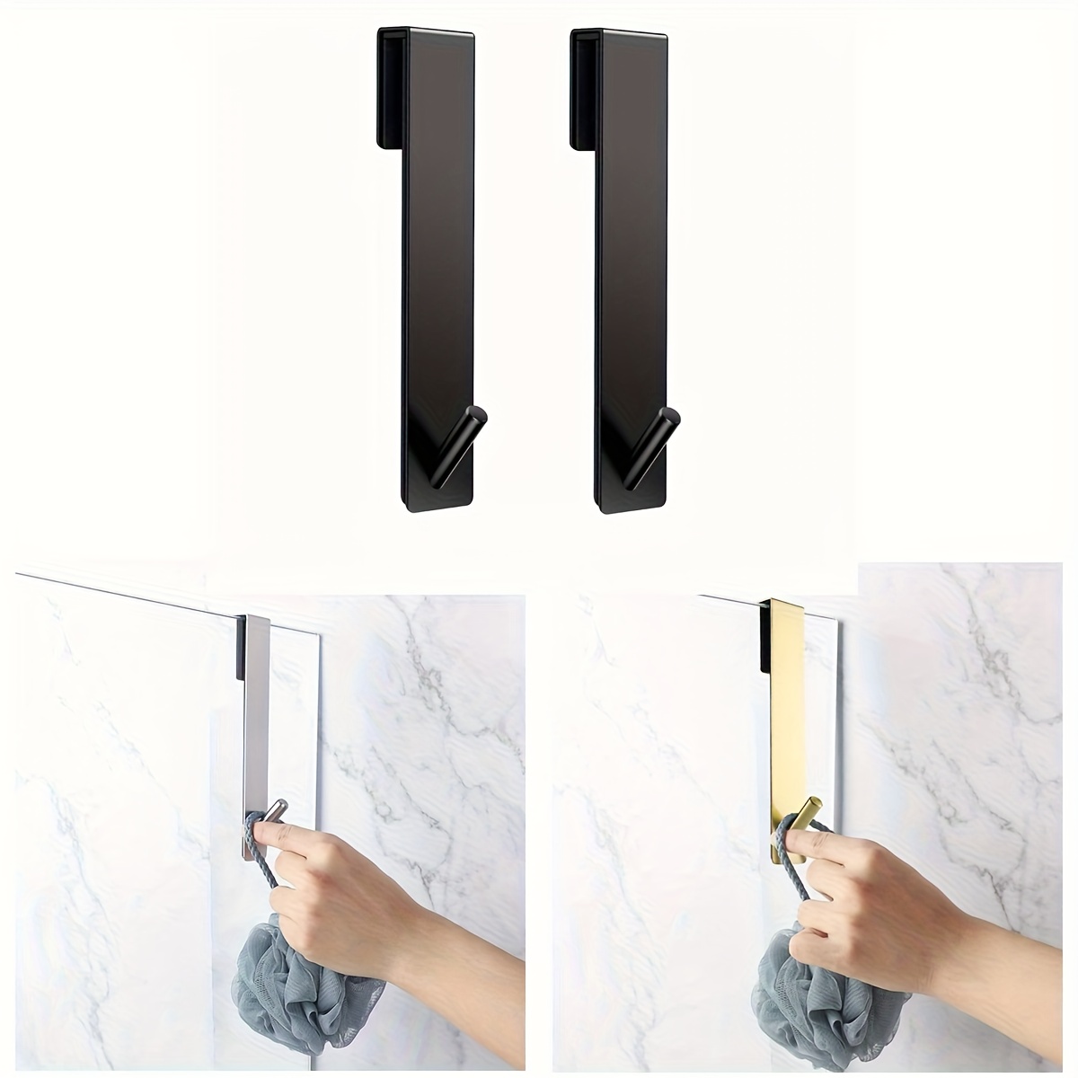 S-Shape Towel Hooks Stainless Steel Over Glass Door Shower Rack Bathrobe Holder