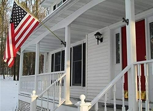 Heavy Duty Black Flag Pole Holder with Two Position Mounting Bracket & Hardware