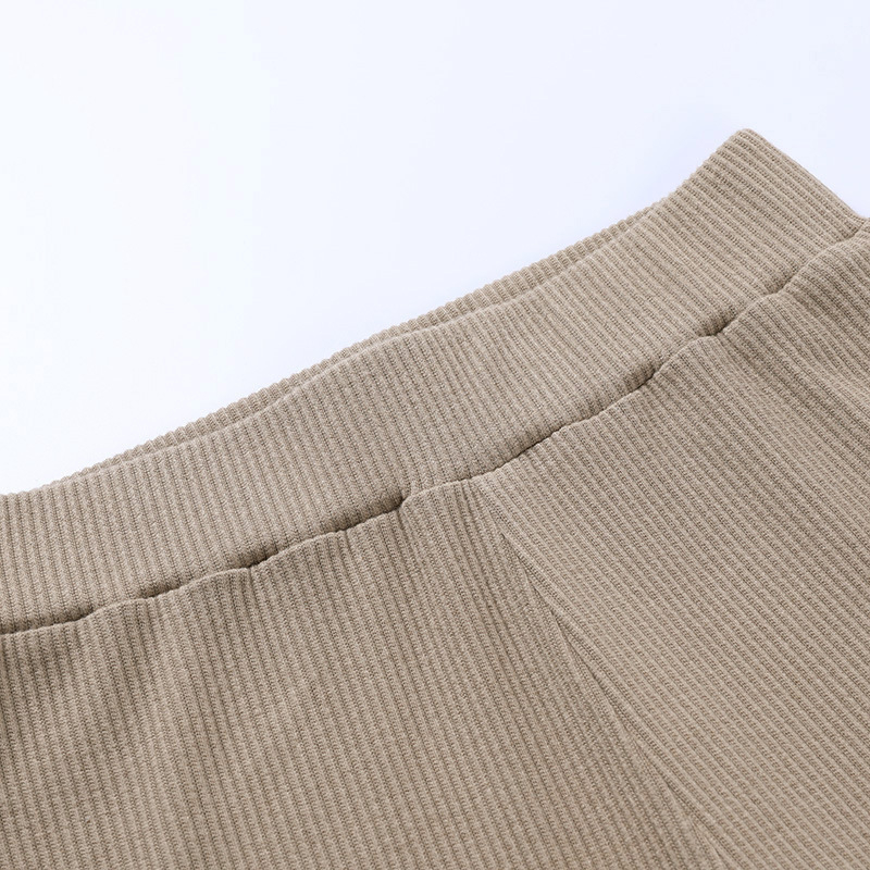 Women's Ribbed Cotton Knit Leggings, Female Stretch Skinny Leggings