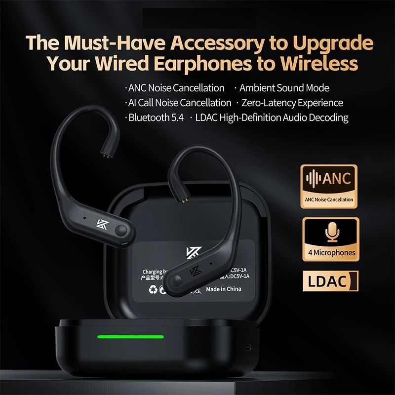 Wireless Ear Hook Cable with Active Noise Cancellation and LDAC Audio