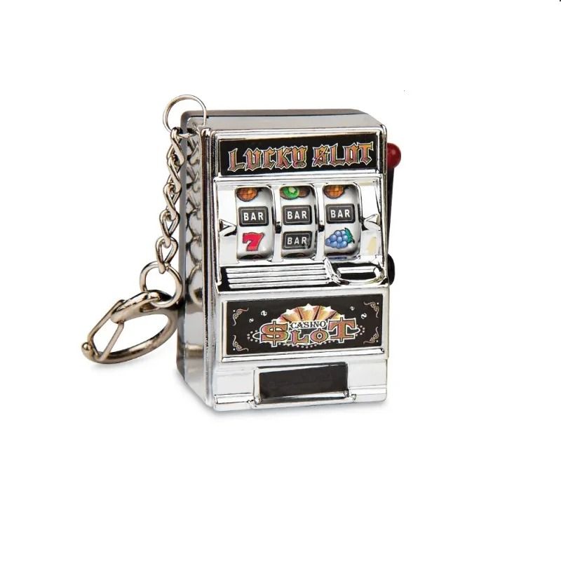 Funny Mini Slot Machine Toy Keychain Fruit Gaming Machine Bag Pendant Charm