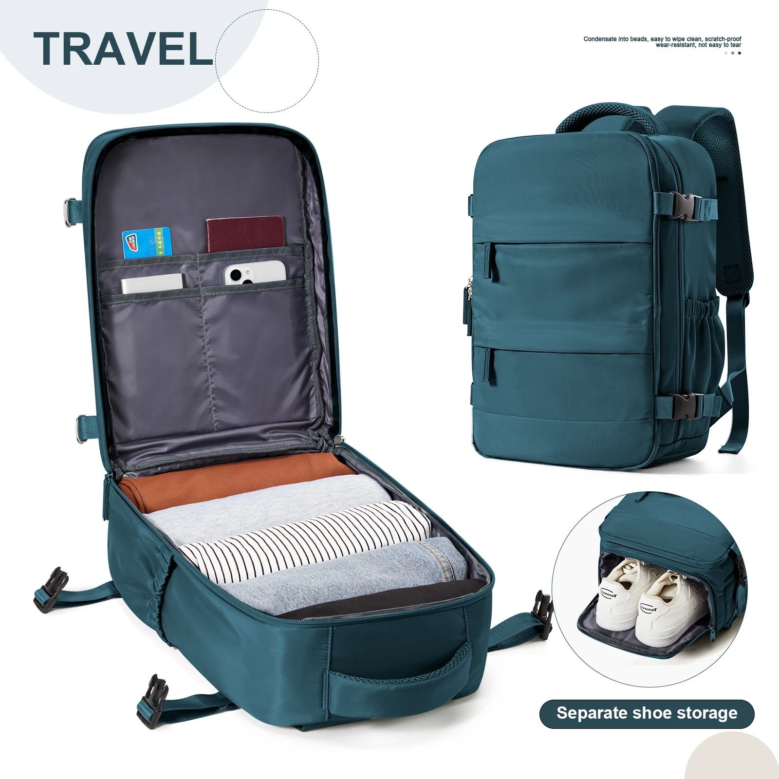 40x30x20 Cabin Travel Backpack with Laptop Compartment