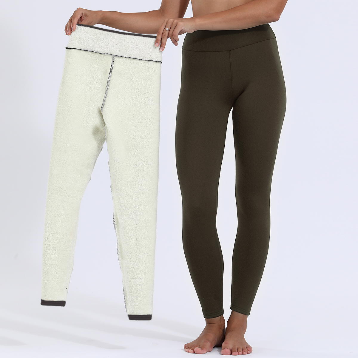 Women Winter Plus Velvet Stretch Leggings, High Waist Warm Leggings, Casual Thick Winter Pants