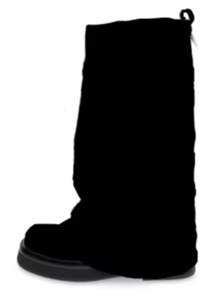 Women's Autumn Winter Calf Boots – Pleated Leather Mid-Leg Design with Thick High Heels