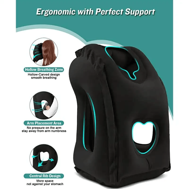 RestEase Inflatable Travel Pillow with Chin Support