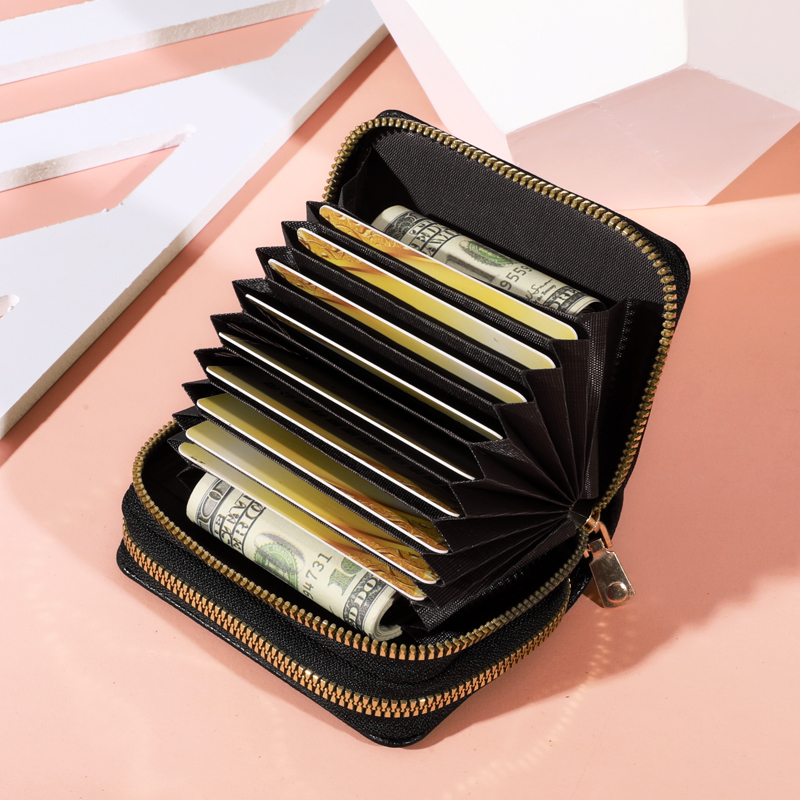 LycheePattern Fashion Purse, Large Capacity Coin Purse with Zipper, Women Zipper Short Style Multi CaroSlot