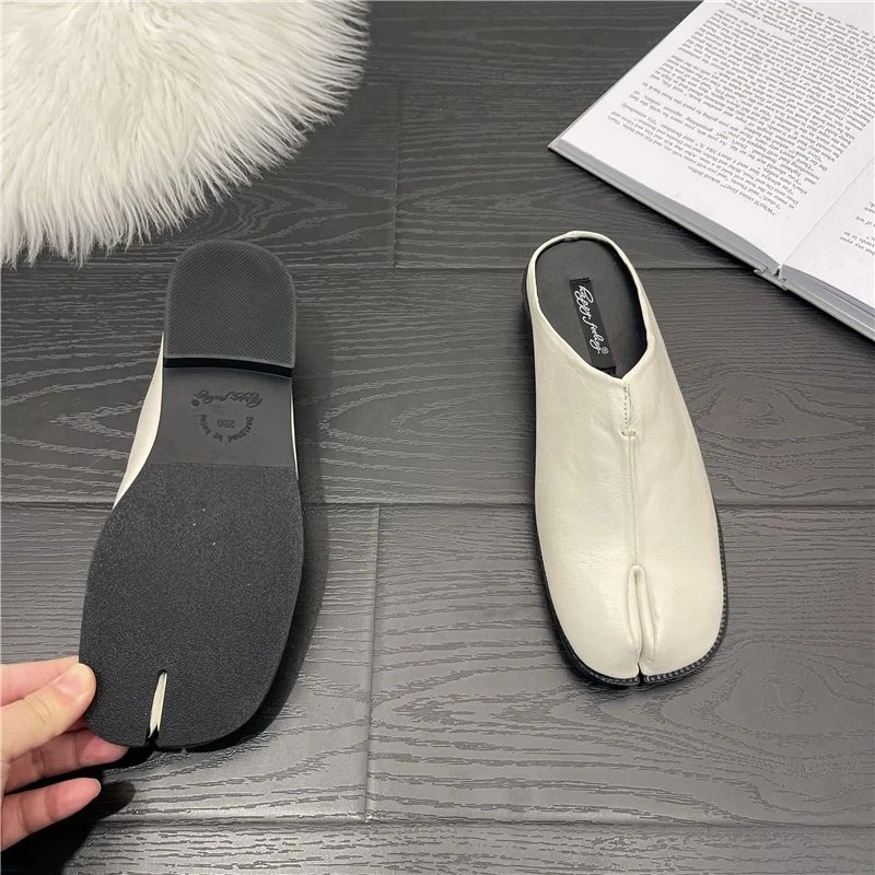 Women's Split Toe Tabi Ninja Flats Leather Casual Loafers