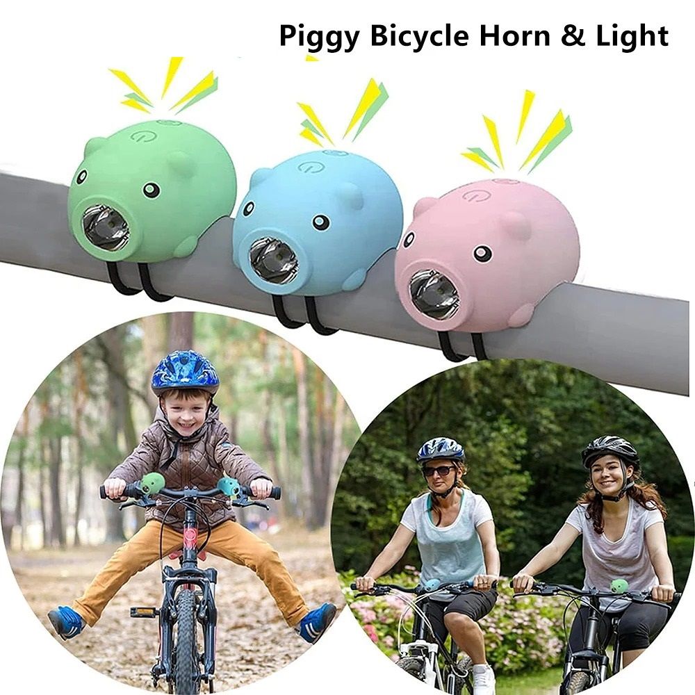Rechargeable Cute Pig Bicycle Front Light Cartoon Bike Headlight