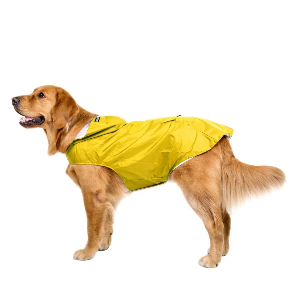 Durable Dog Raincoat with Hoodie & Reflective Stripe - Waterproof Pet JackeT