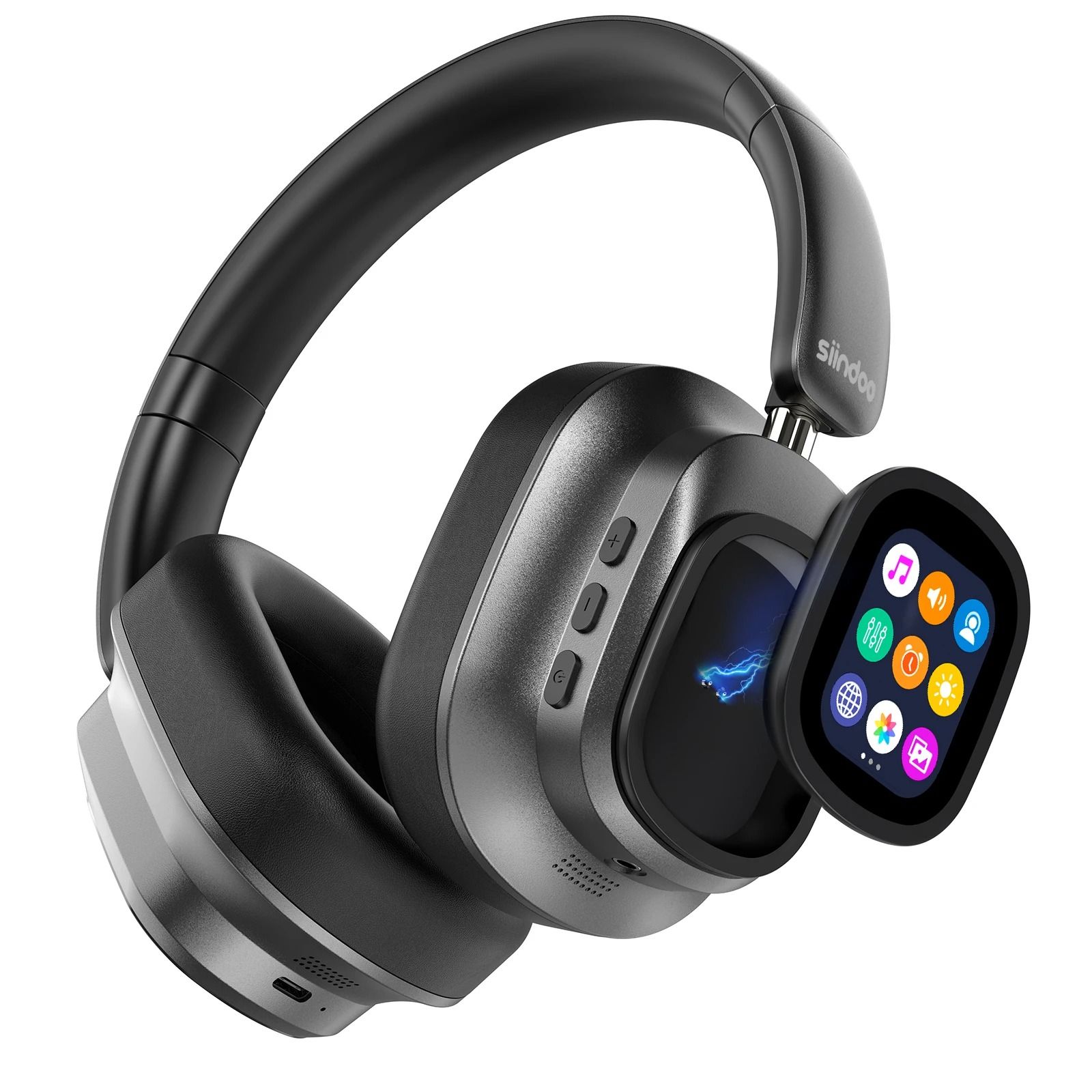 Hybrid Active Noise Cancelling Wireless Headphones – Touch Control with Integrated LED Screen