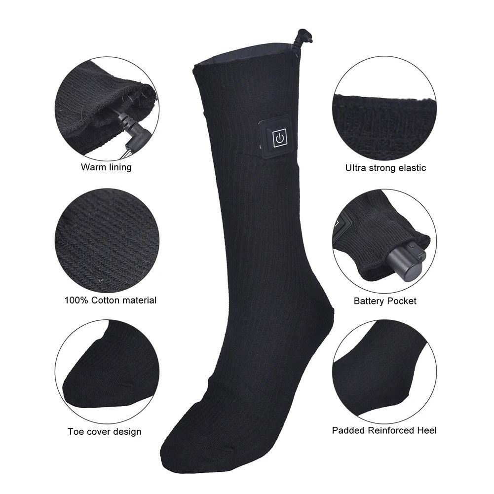 Electric Heated Socks 3 Level Temperature Winter Warm Long Anti-Slip Socks (No Battery)