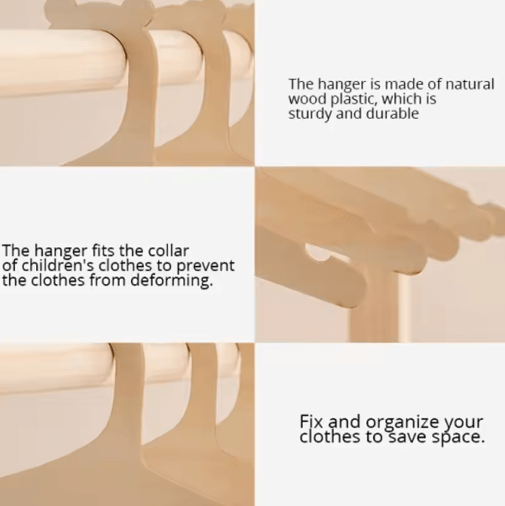 10-Piece Baby Wooden Hanger Rack – Creative Nursery Clothes Hanger Set