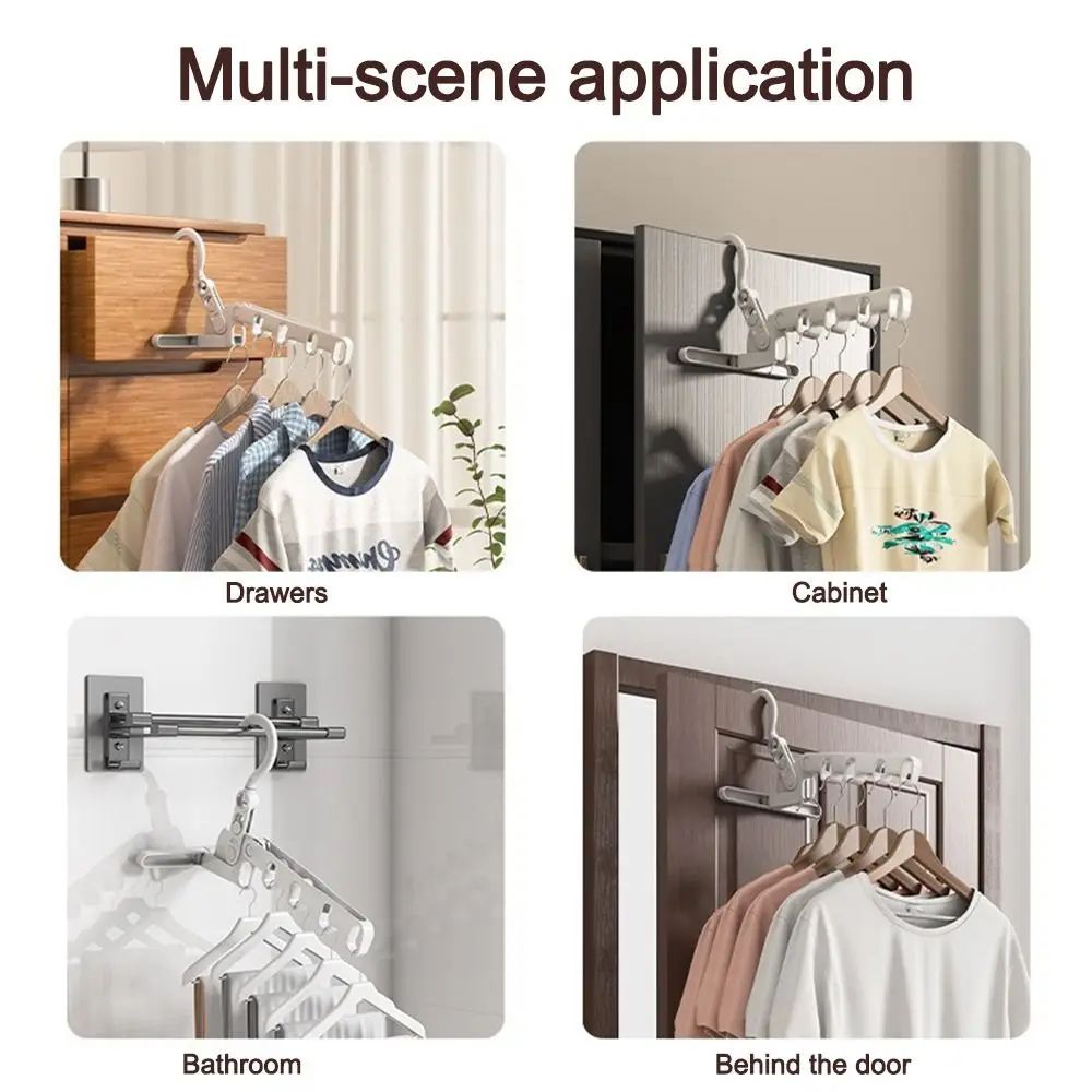 Foldable Travel Clothes Drying Rack with Adjustable Hooks