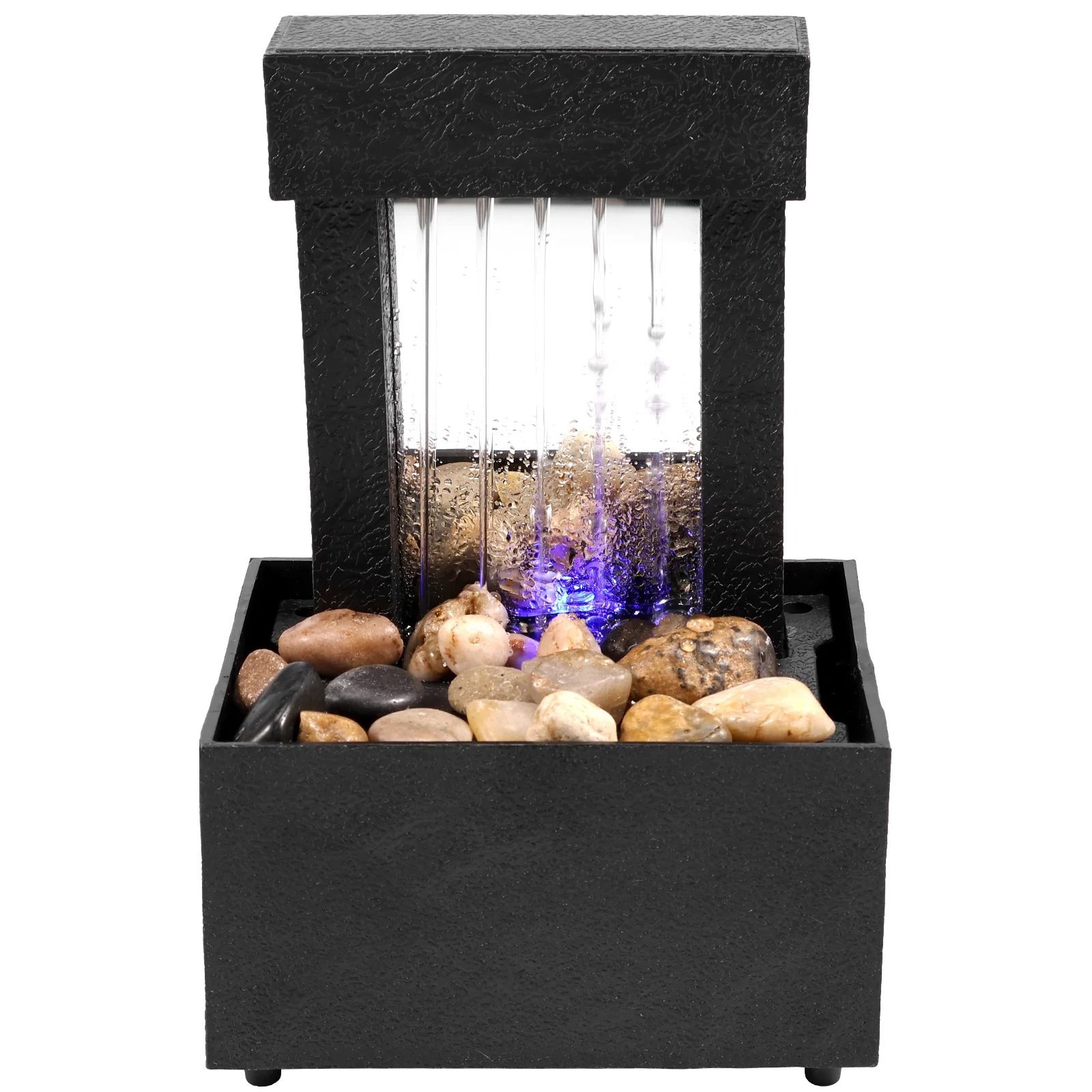 Tabletop Water Fountain Mini Desktop Waterfall with LED Light USB Powered