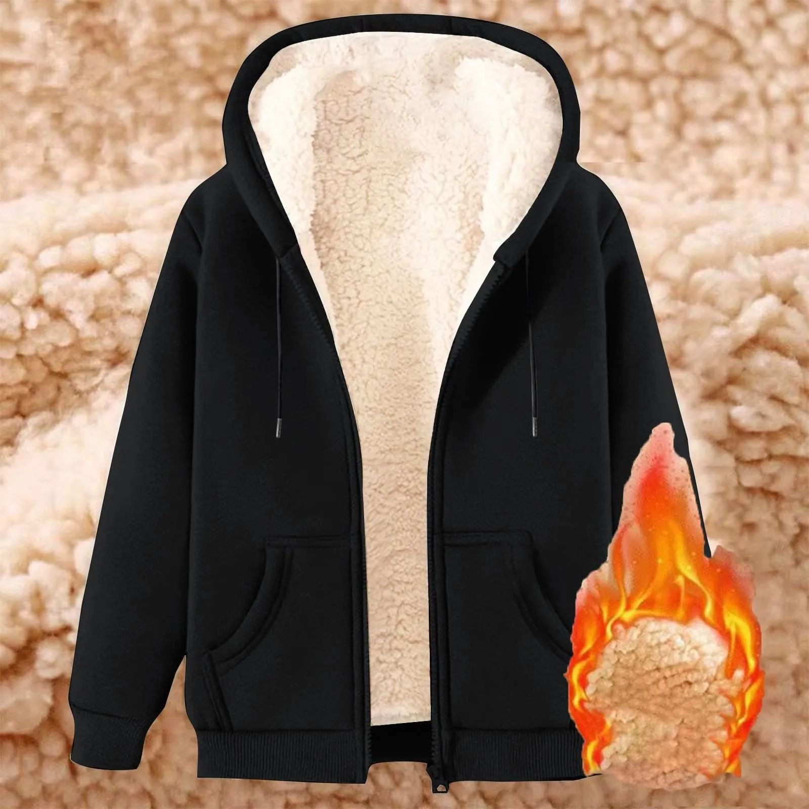 Womens Fleece Lined Zip Up Hoodie with Pockets