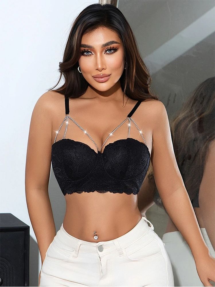 Women's Sexy Lace 3/4 Cup Bralette | Diamond Chain Anti-Sagging Underwear