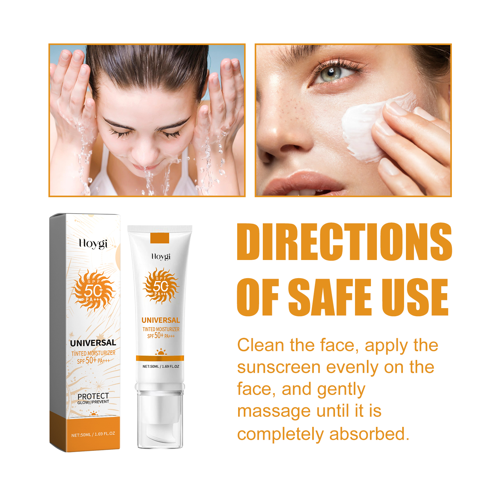 Tinted Sunscreen Foundation Cream with Oil Control Waterproof UV Protection