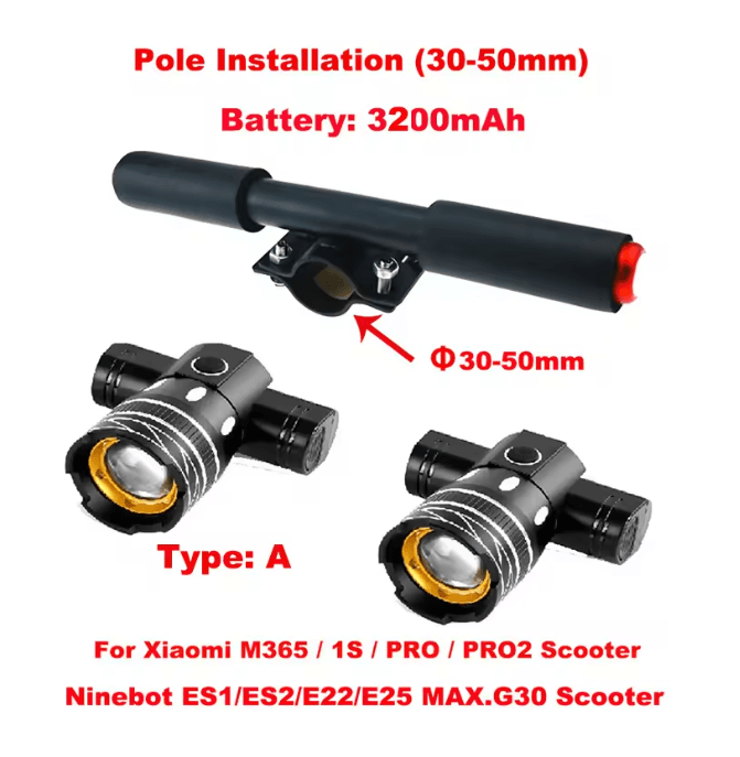 LED USB Rechargeable Scooter Headlight