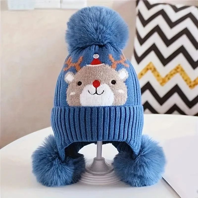 Cervidae-Kinetic Holiday Beanie – Premium Triple-Pompom Christmas Earflap Hat