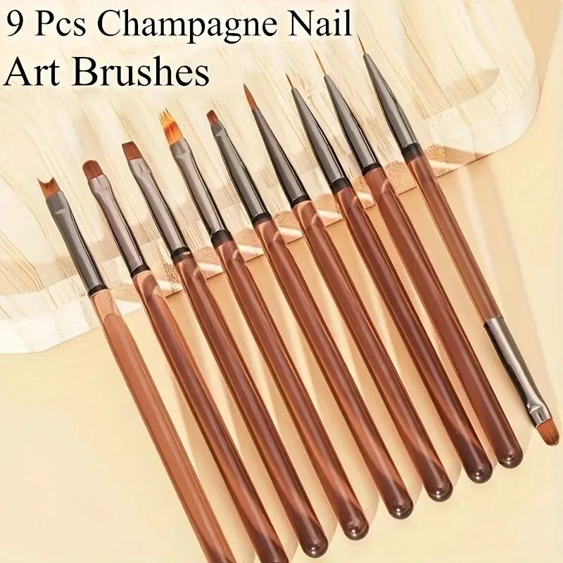 9-Piece UV Gel Nail Brush Set – Precision Liner & Acrylic Nail Art Brushes