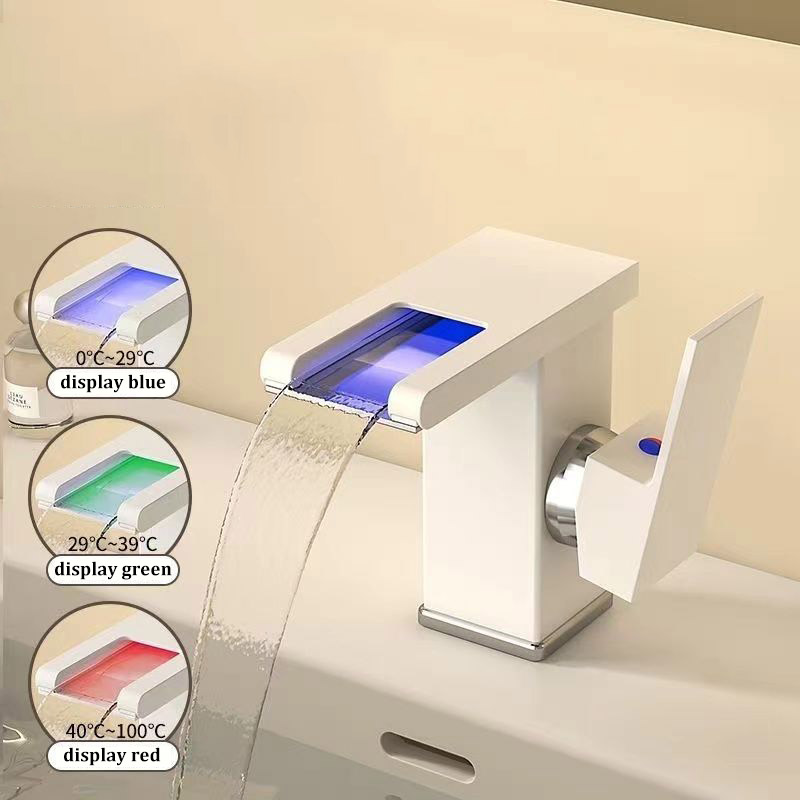 Luminous Waterfall Faucet All-copper LED Light Hot and Cold Basin Faucet
