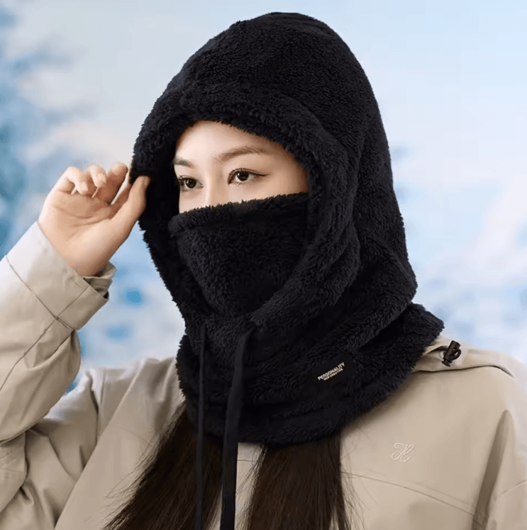 WarmHood Drawstring Winter Balaclava – Thermal Hooded Scarf & Neck Cover