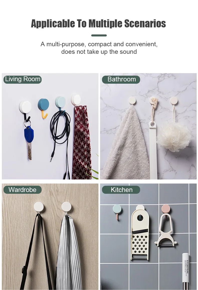 10-Pack Strong Self-Adhesive Wall Hooks