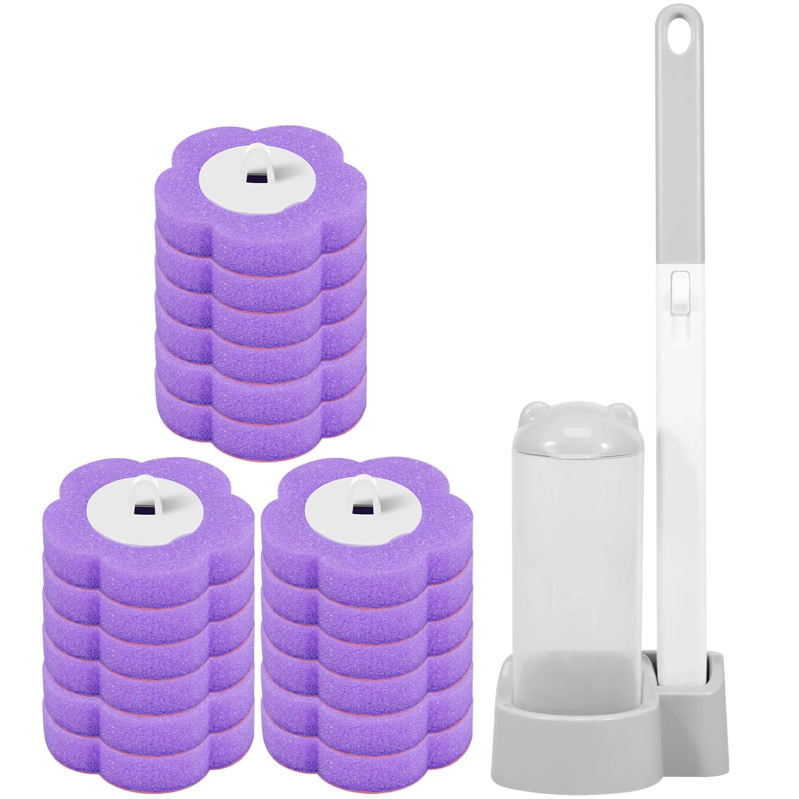 Disposable Toilet Brush Toilet Cleaning Wand Kit with 18/36 Toilet Brush Replacement Heads and Long Handle