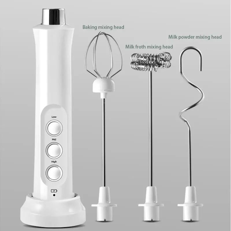 3 in 1 Rechargeable Electric Milk Frother Handheld Coffee Mixer