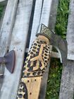 Handmade Rare Art Carbon Steel Blade Viking Throwing Axe - Carved Ashwood Handle