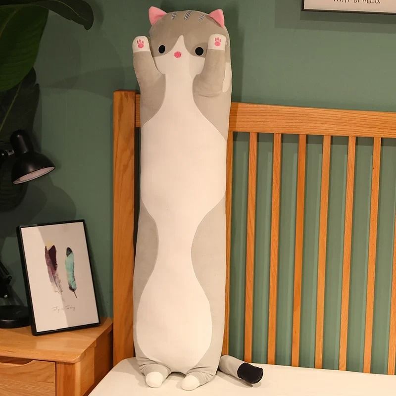 Long Cat Plush Pillow Soft Sleeping Plushie Doll