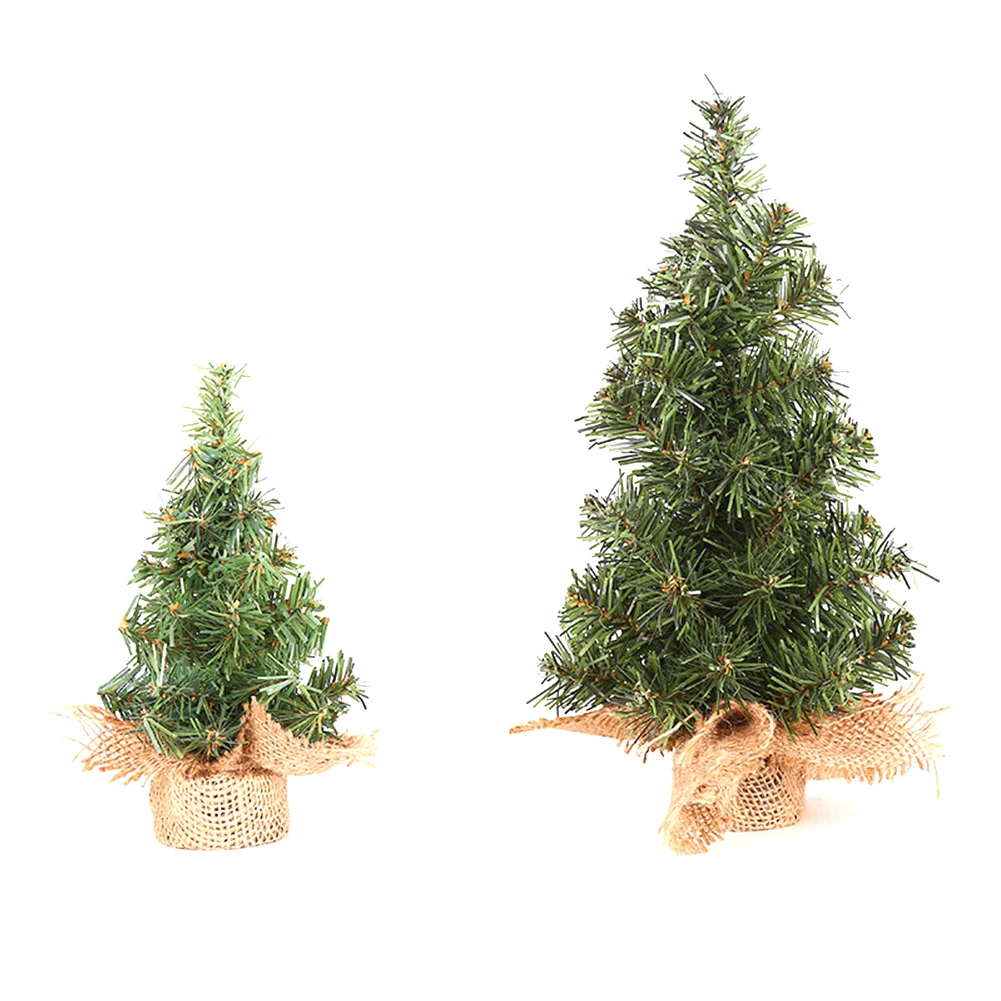Mini Christmas Tree, Cute New Year Decoration Ornaments, Desktop Xmas Trees, Mini Christmas Tree with Burlap Base