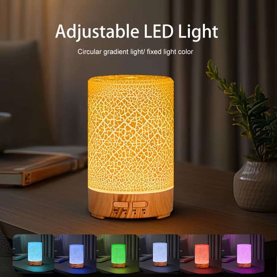 GlowWave 150ml (5fl oz) Crack Design USB Essential Oil Diffuser and Ultrasonic Air Humidifier