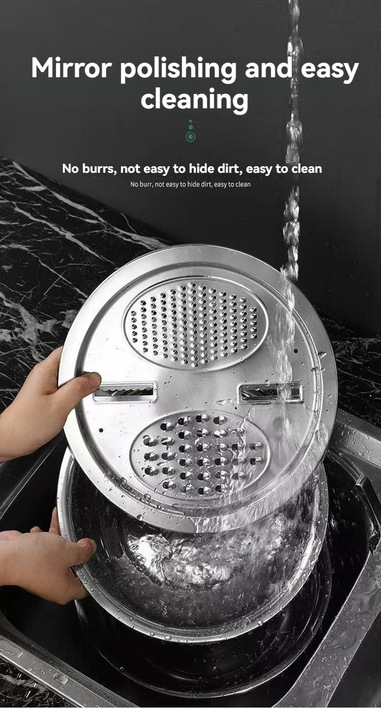 Multifunctional Vegetable Slicer, Stainless Steel Potato Slicer, Washing Basin & Drain Basket