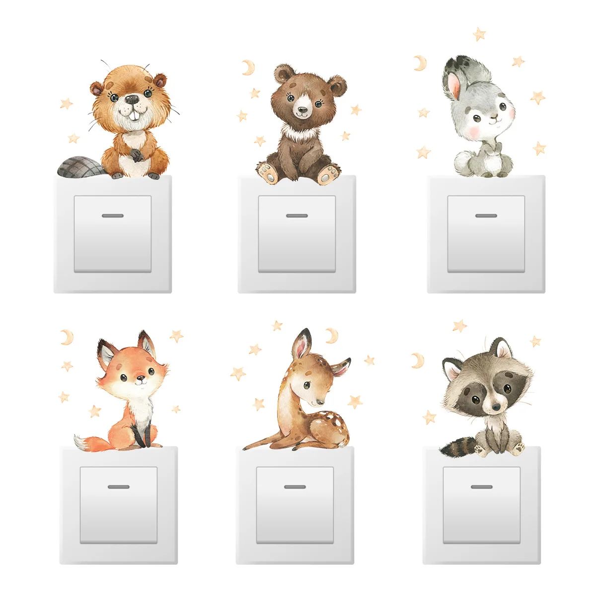 Cute Cartoon Animal Light Switch Wall Stickers Kids Room