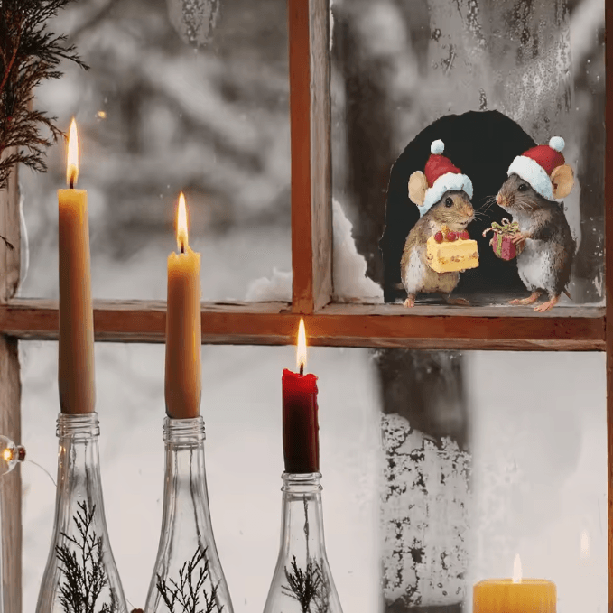 Cute Christmas Mouse Wall Stickers for Festive Home Decor