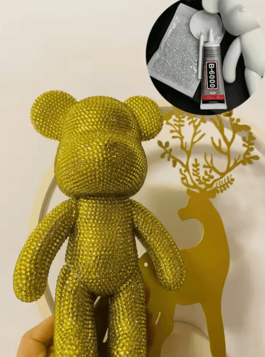DIY Rhinestone Bear Figurine Crystal Diamond Art Fluorescent Bear Statue Decor