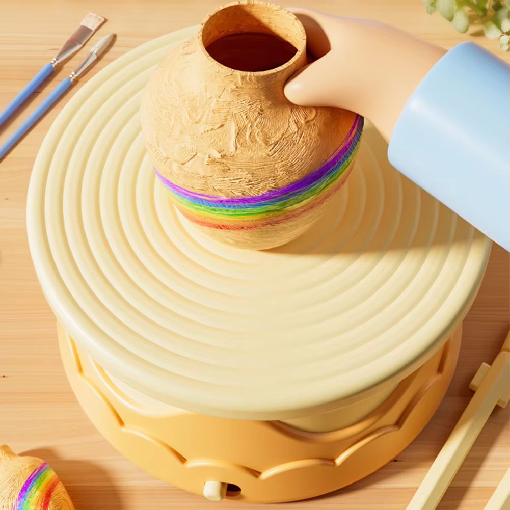 DIY Kids Pottery Wheel Kit with Clay and Paints Educational Craft Toy